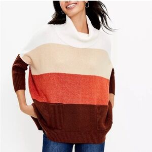 Loft Color block Cowl Neck Sweater
